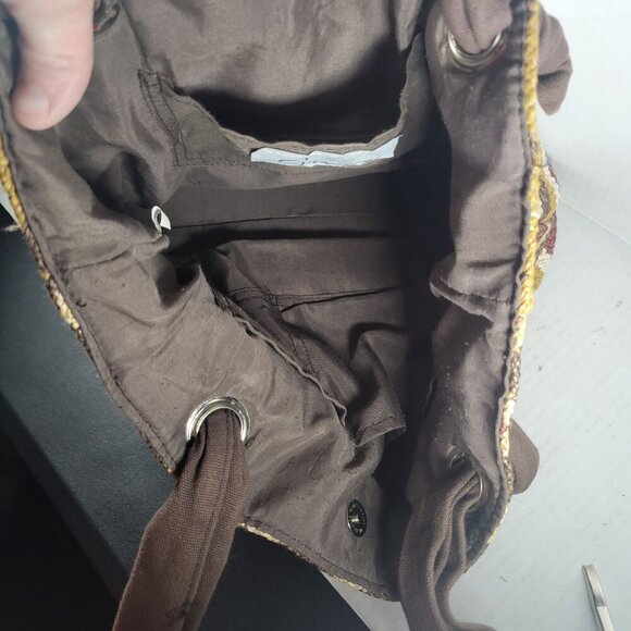 Braciano Brown Neutral Classic Everyday Beach Resort Chevron Woven Shoulder Bag - Picture 9 of 10